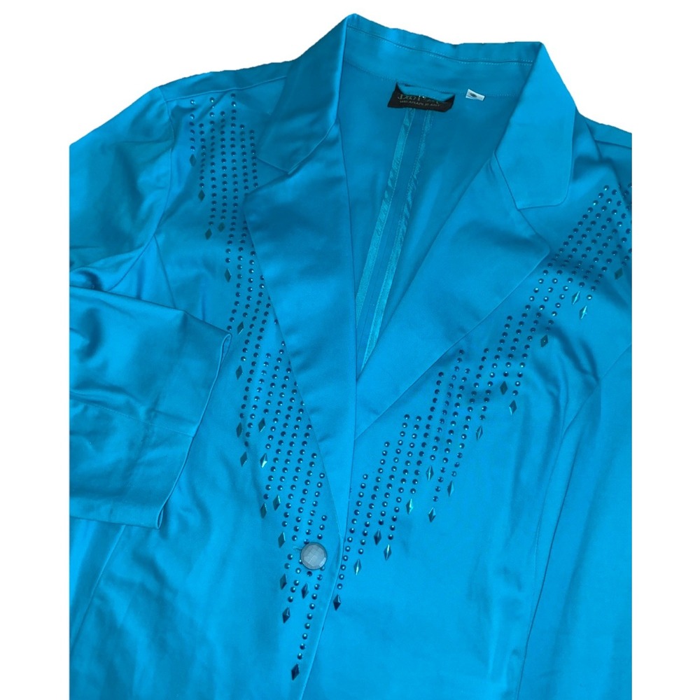 Bob Mackie Wearable Art Blazer 3X Blue Metallic Embellishment 3/4 Sleeve NEW